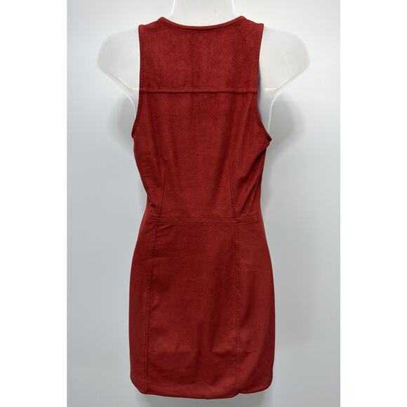 Express Red Faux Suede Fringe Dress Size Extra Small - Picture 2 of 6